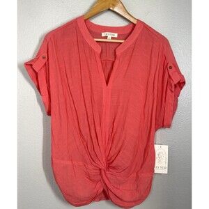 NWT Lily Star Boutique Coral Sheer Blouse Beach Womens Size XL Lightweight‎ Top